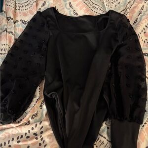 Elegant Black shirt with Sheer Sleeves